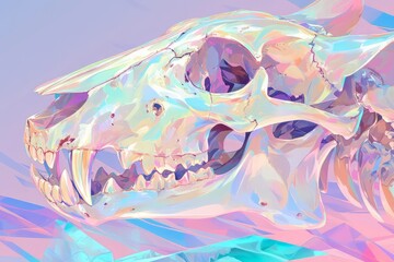 Skull Animal Abstract Prism Metallic Background
