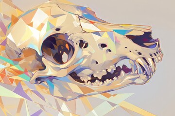 Skull Animal Abstract Metallic Prism Background