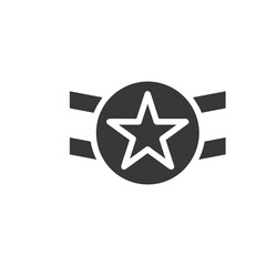 Badge icon solid grey military illustration