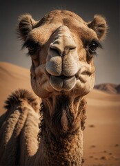 portrait of a camel in desert  arer

