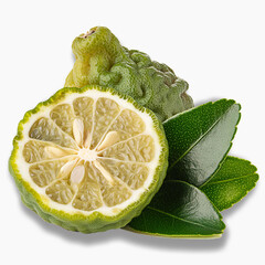 Bergamot. Close-up photo on a white background. There are healthy foods and spices for herbal medicine.