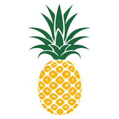Cartoon Pineapple Logo Illustration No Background Perfect for Print on Demand