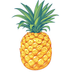 Cartoon Pineapple Logo Illustration No Background Perfect for Print on Demand