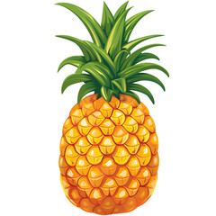 Cartoon Pineapple Logo Illustration No Background Perfect for Print on Demand