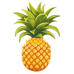 Cartoon Pineapple Logo Illustration No Background Perfect for Print on Demand