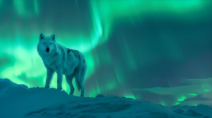Wolf Beneath the Aurora