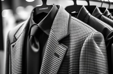 close-up details of men's clothing, fashionable retro style black and white