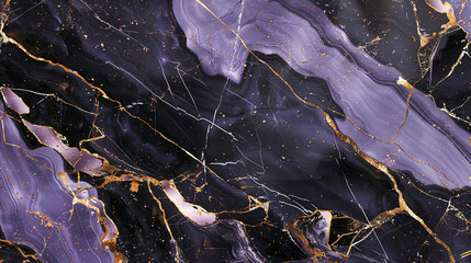 Sleek lilac  onyx black marble background enhanced with delicate gold streaks for a high-end stone effect
