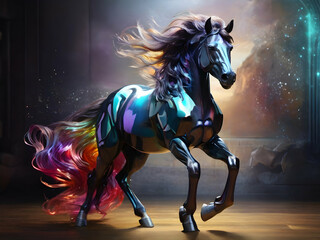Fototapeta premium horse and rider on a horse gallop, horseback, race, horses,Ai generated 