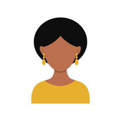 African Woman Avatar with Portrait Style. Isolated Illustration on White Background.