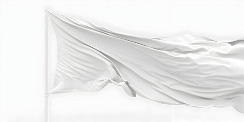 Gently waving white flag on gray background closeup
, white silk background. 