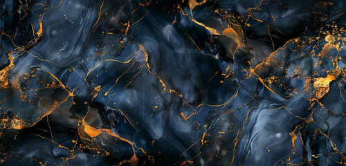 Vivid indigo  midnight black marble background with golden streaks portraying a luxury faux stone appearance