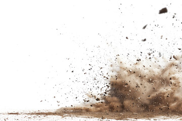 flying debris with dust isolated on transparent or white backgroud png cutout clipping path
