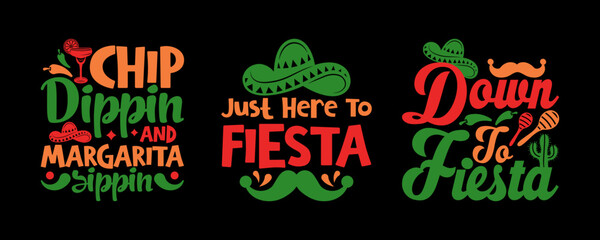 My First Cinco De Mayo SVG Fiesta Squad Tshirt Bundle Just Here To Fiesta Mexican Quote Design