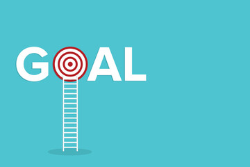 Success. Ladder reaching for the goal target dartboard. Business success creative idea.