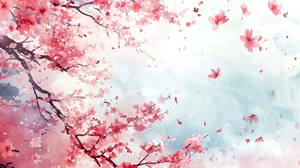 cherry blossoms background, illustration, watercolor
