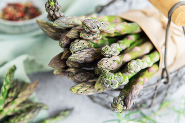 Bunches of green asparagus