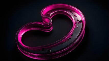 a bright pink question mark with a black background that glows