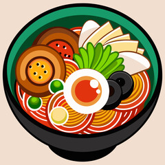 Japanese Food Ramen Noodle Bowl Vector illustration