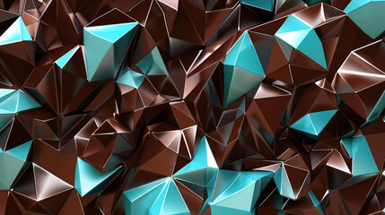 Aqua and Brown Geometric Polygon Art
