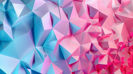 Ice Blue and Hot Pink Geometric Polygon Art