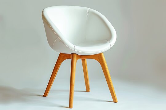Elegant chair with light-colored wooden legs and a white top. Generative Ai