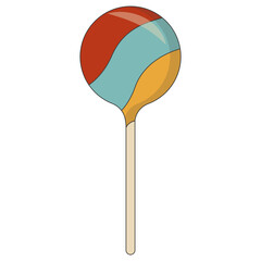 Delicious Sweet Candy with Cute Cartoon Style. Vector Illustration.