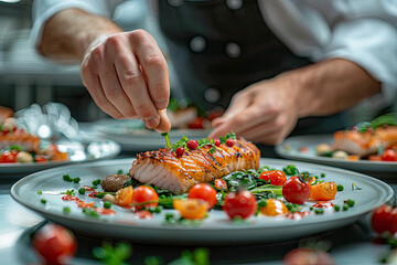 Chef preparing food. Created with Ai