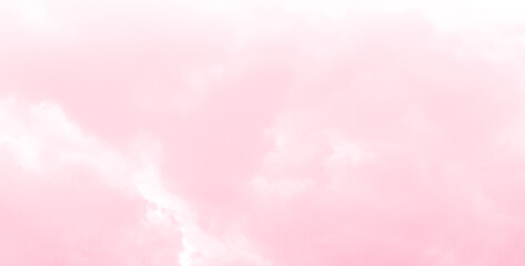 Soft pink pastel sky with white fluffy cloud. Wedding anniversary, Romance, Love, Valentine and Celebration background concept. 