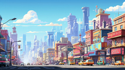 panorama of the city pixel art