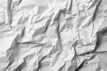 Blank white crumpled and creased paper poster texture, Ai generated