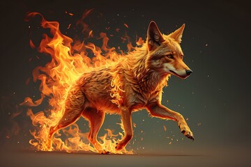 Coyote in fire 