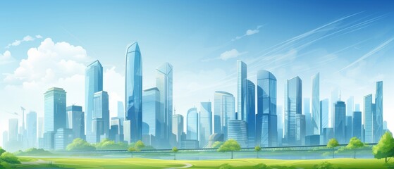 Modern cityscape with energy-efficient buildings