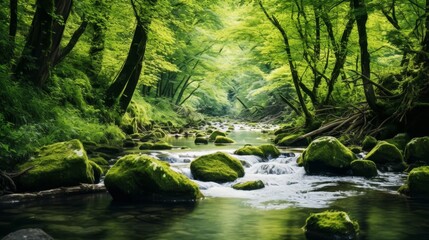 Wealth abundance in a lush green forest river
