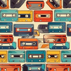 seamless pattern with cassette tape