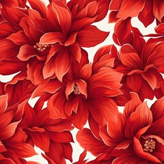 seamless pattern with red and white flowers