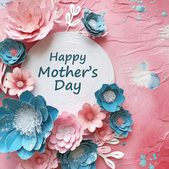 Happy mother's day greeting card design with flowers and hearts, poster, wallpaper. 