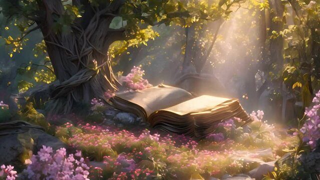 a book with a tree growing out of it
