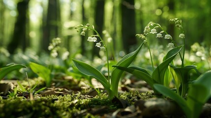 Fototapeta premium Springtime Symphony: Lily of the Valley's Fragrant Flourish