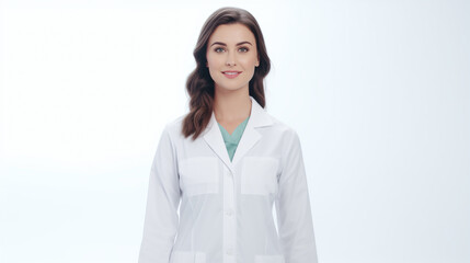 arafed woman in a lab coat posing for a picture