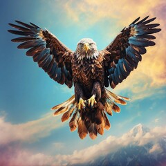 eagle flying vibrant color