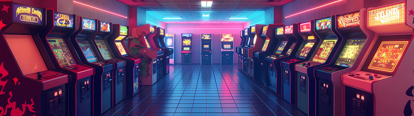 Retro Game Arcade: Dynamic Neon Ambience