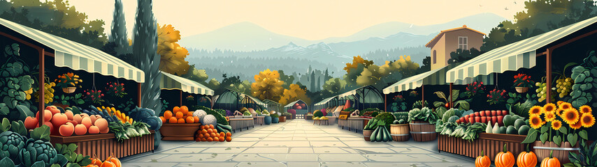 Harvest Bounty: Outdoor Fresh Market Scene