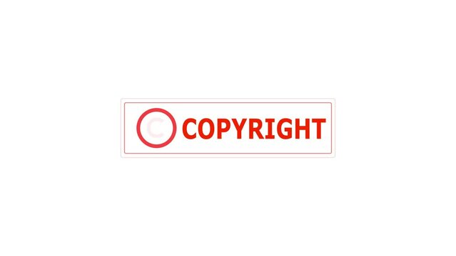 Animation of copyright text. copyright text sign.