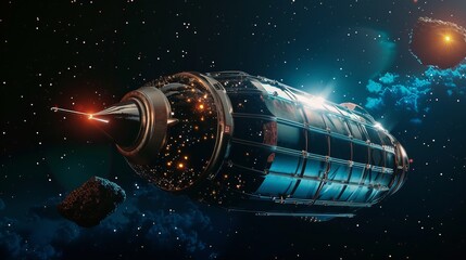 Fototapeta premium 3D image of cryogenic capsule in space 
