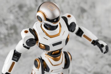 A robot with a sleek design captured in a close-up