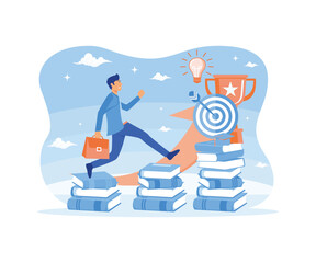 Self development concept. Idea of personal growth and progress. Learning and education. flat vector modern illustration 