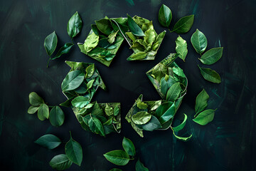 Green recycle concept revolution black background copy space climate change