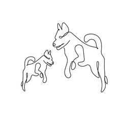 Dog in continuous line art drawing style isolated on white background. Vector illustration