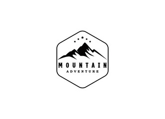 Mountain Logo Vector Graphic Design illustration Retro Vintage Circle Badge Emblem Symbol and Icon